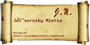 Jávorszky Mietta névjegykártya